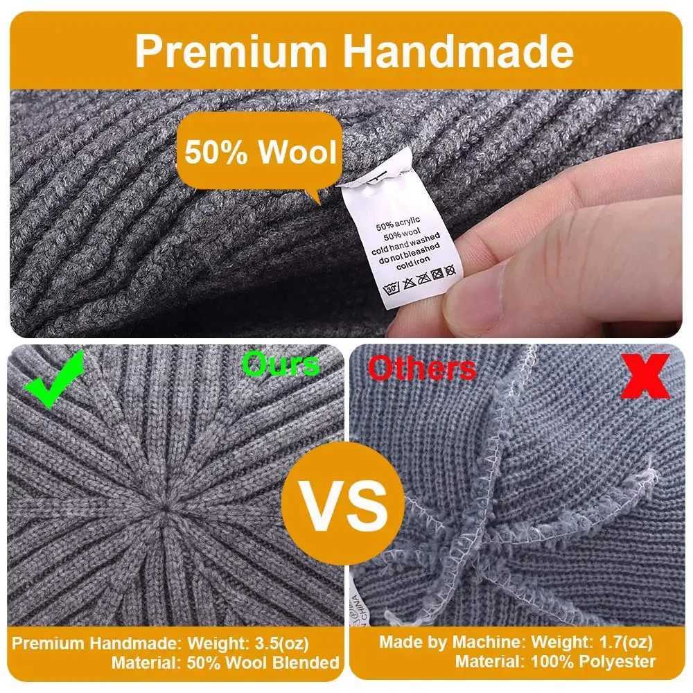 Winter Warm Unisex Wool Beanies Caps Fisherman Hat for Men Short Knit Watch Cap Cuffed Trawler Hats Hip Hop BonnetXJ251110