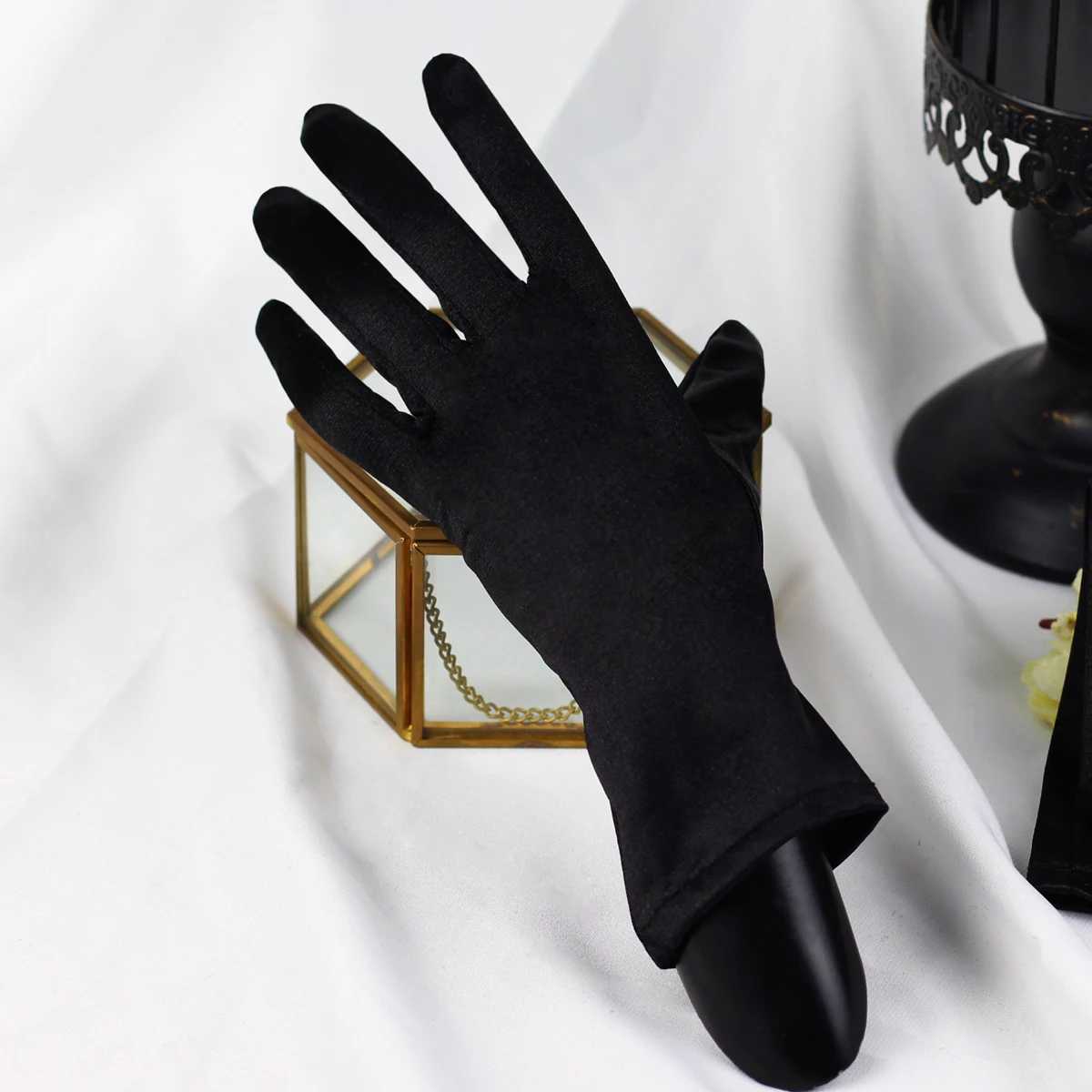 WG044 Simple Wedding Bridal White Black Gloves Satin Brides Bridesmaid Gloves Evening Party Glove for Women L251110