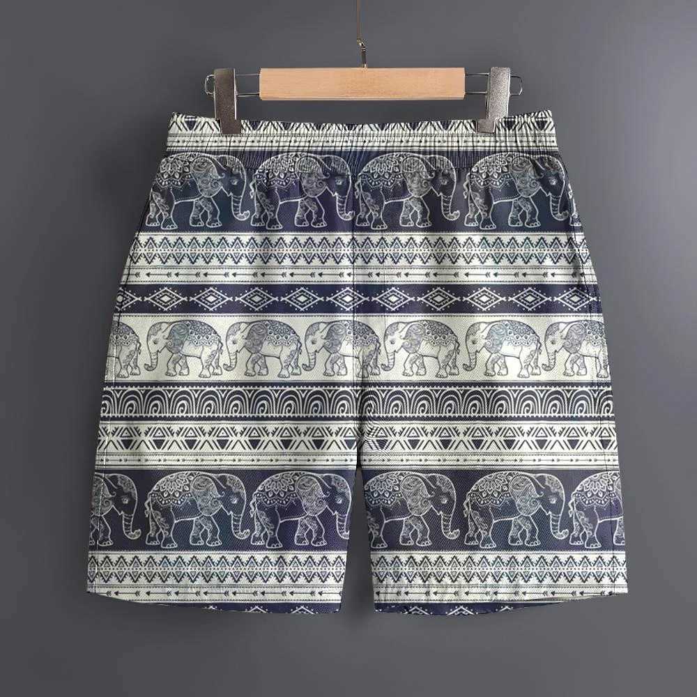 Mens Hawaiian 3D Elephant Race Pattern Beach Shorts Quick drying Outdoor Leisure Sports Shorts Fashion Mens Shorts X250410