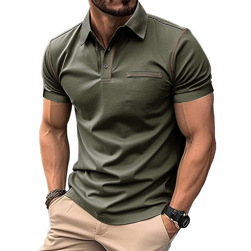summer European and American short sleeved polo shirt top men's 2025 temperament versatile new trend clothing ins