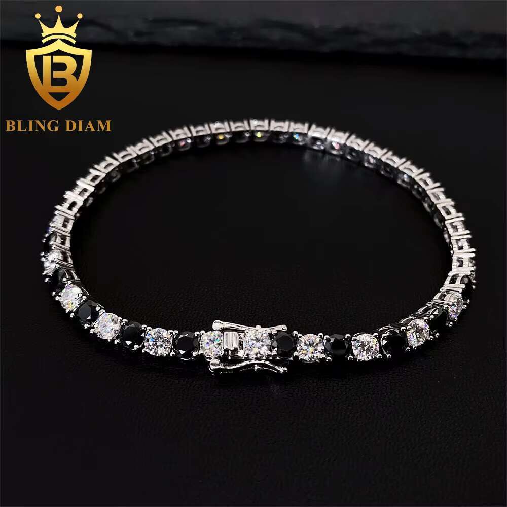Fashion Bling Rhinestones Jewelry Pass Diamond Tester 4mm 925 Sterling Silver VVS Moissanite Iced Out Bracelet