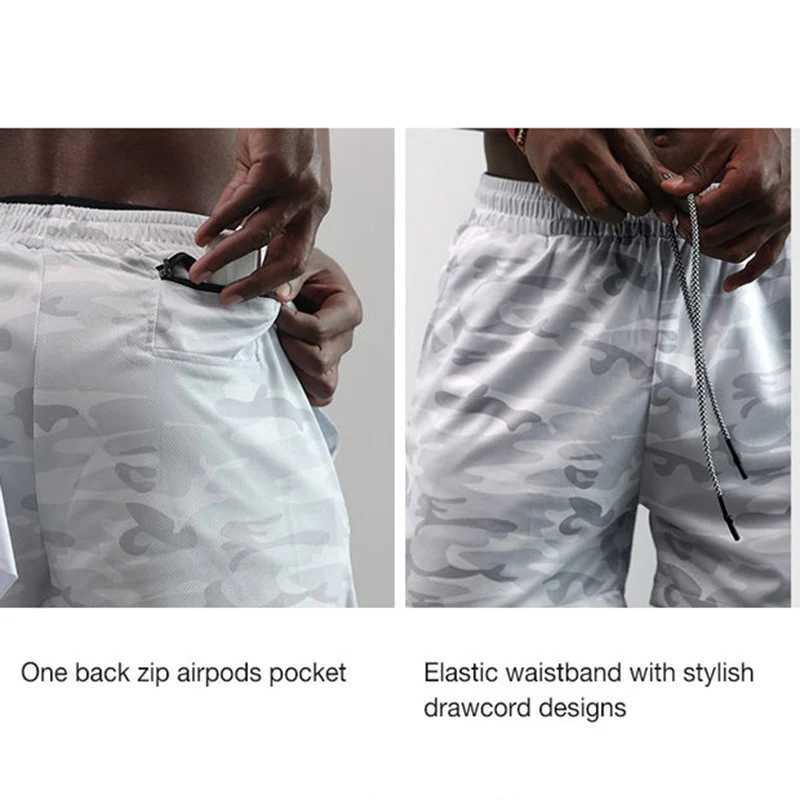 Graphic 2-in-1 mens sports running shorts quick drying breathable shorts with phone pocket towel loop activity suit X250410