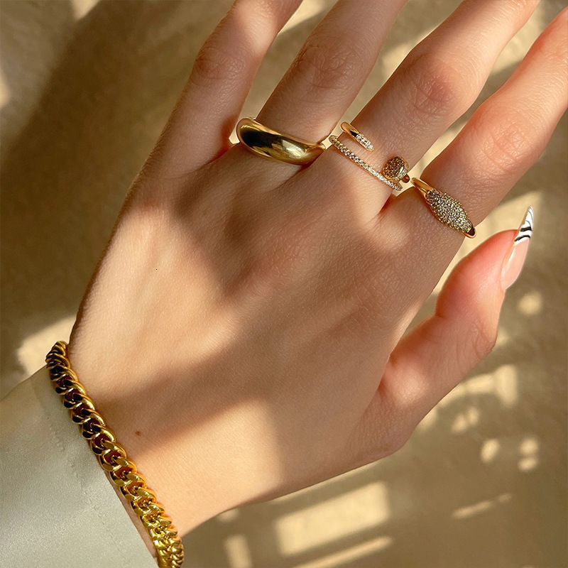 Original Design Diamond Nail Designer Women's Ring Light Luxury Niche Design High End Daily Multi Functional Open Fashion Ring Tail Ring