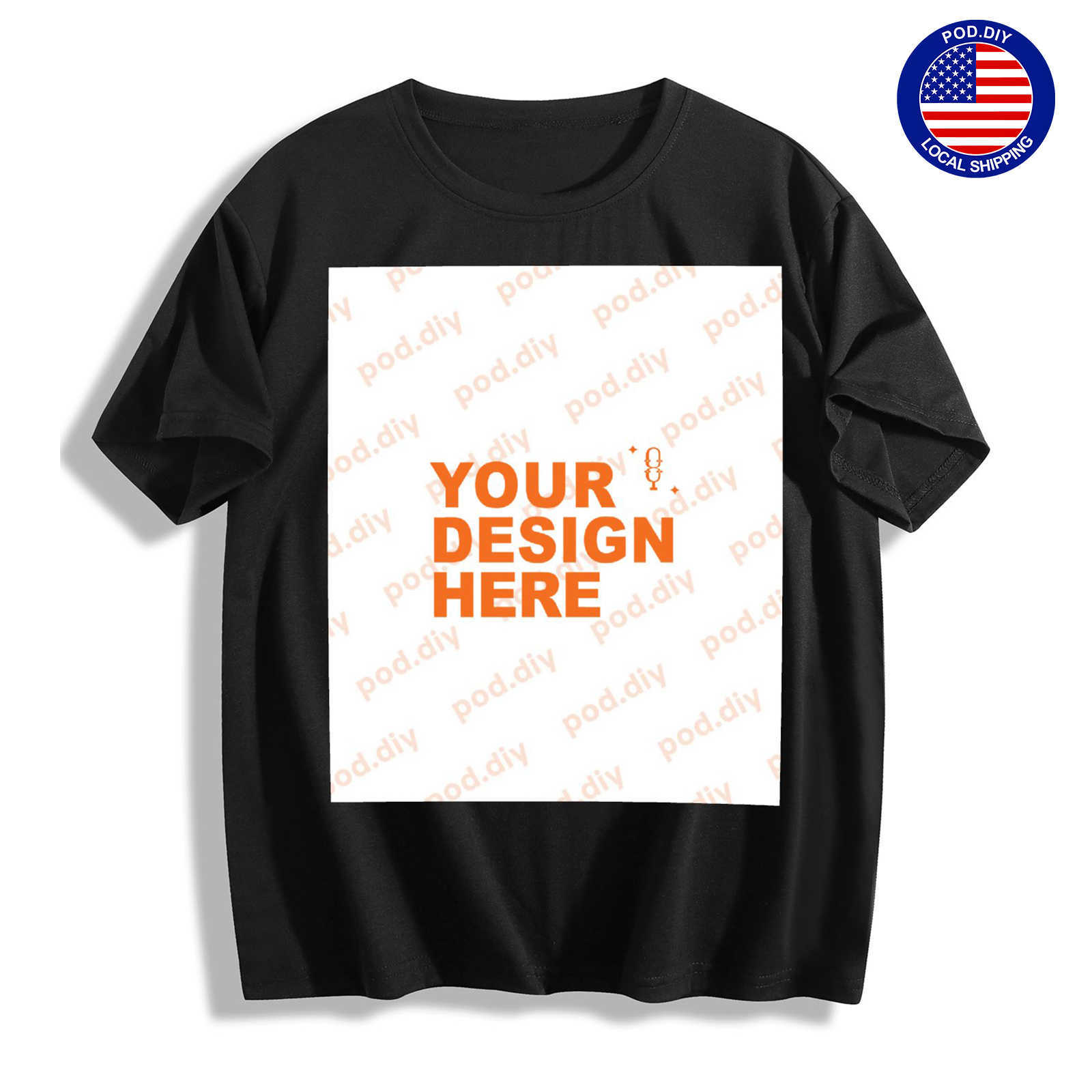 POD.DIY Women's Basic Crew Neck T-shirt Soft Fabric Custom Black T-shirt Personalized Design Women's Short Sleeve