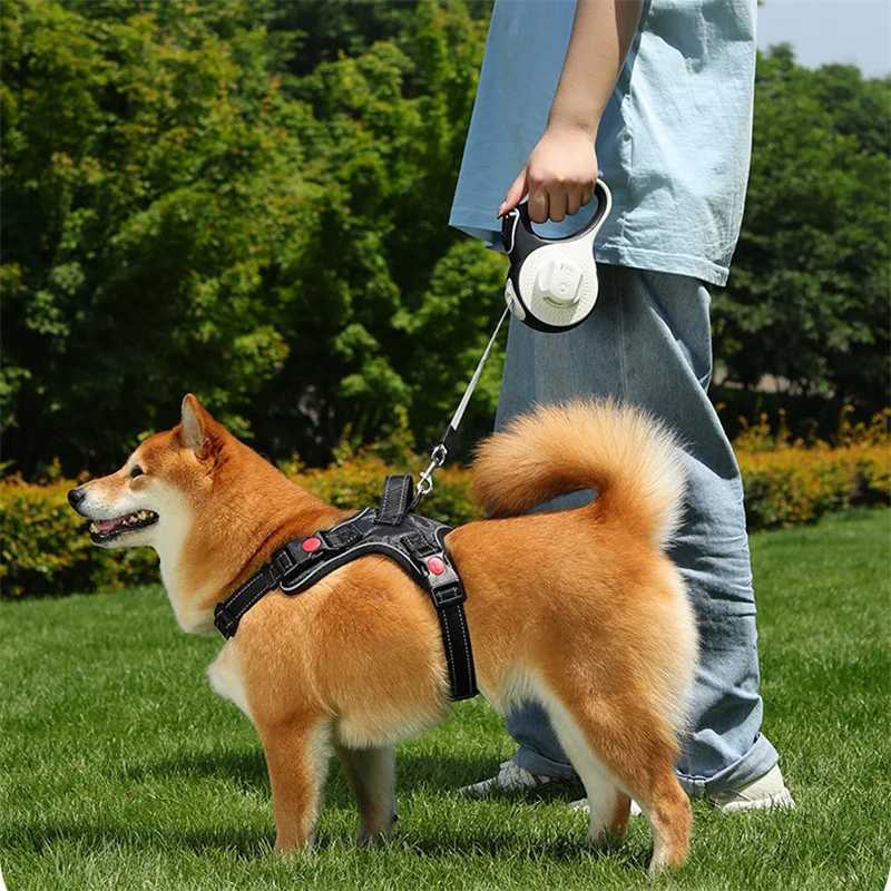 5M/8M Dog Leash with Poop Bag Dispenser Automatic Roulette Tow Rope with Detachable Led Flashlight Pet Puppy Collar Walking Lead J251110