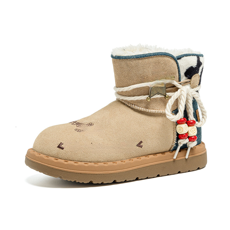 New chestnut trendy fashion shoes, thick soled height increasing luxury shoes, winter waterproof and anti slip cotton boots, snow boots, designer shoe