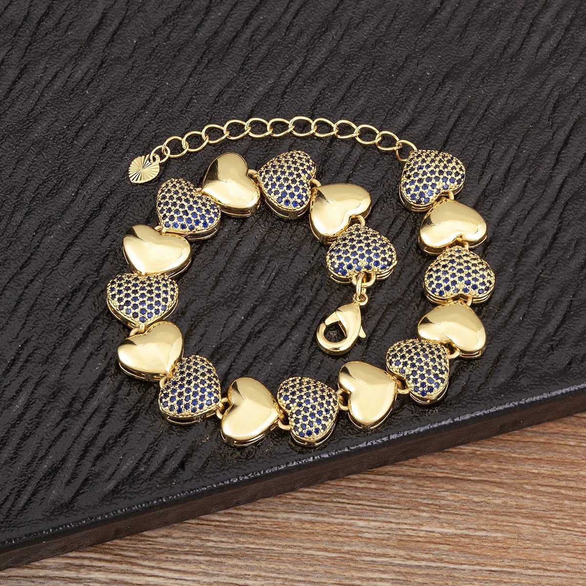 Nidin New Fashion Love Heart Shape Cubic Zirconia Charm Bracelets For Women Female Birthday Party Fine Jewelry Gift WholesaleT251110