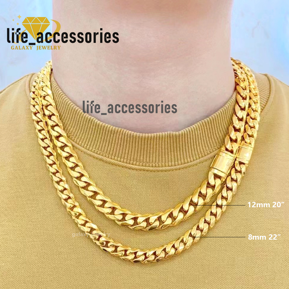 Hiphop Thick Cuban Curb Chain Real Solid S925 Silver Mens Gold Plated Polishing Necklace Heavy Miami Cuban Link Chain