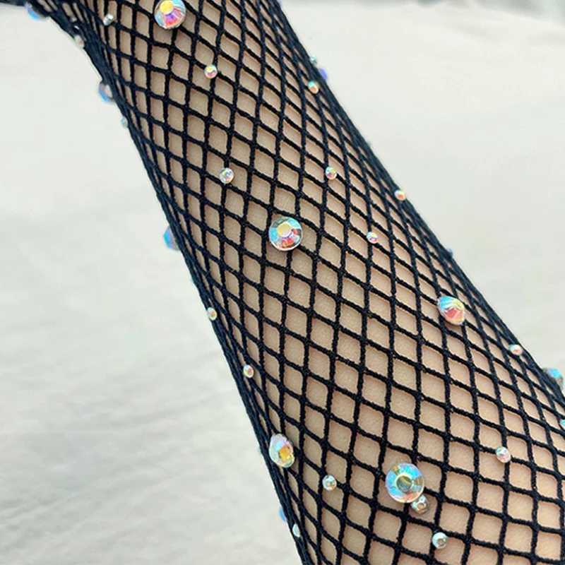 Black White Red Long Mesh Gloves With Rhinestones Hollow Fishing Net Womens Gloves Finger Fancy Cosplay Fishnet Gloves L251110