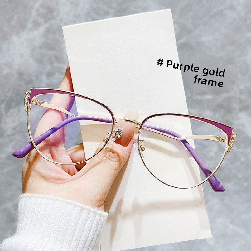 Cross-Border New Cat Eye Fashion Trend High-End Feel Non-Prescription Radiation Protection Versatile Women's Blue Light Blocking Glasses