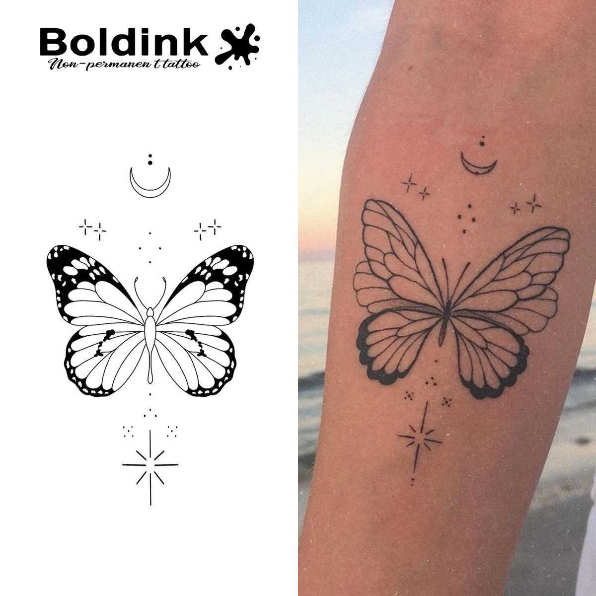 Boldink Butterfly Temporary Tattoo Lasting for 15 Days with New Technology Waterproof Semi Permanent Stickers W250410