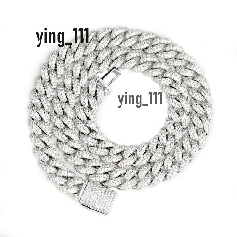 Hot Sale Dropshipping 15mm 2rows Vvs Moissnaite Diamond Iced Out Hip Hop Jewelry Moissanite Cuban Chain Bracelet Necklace