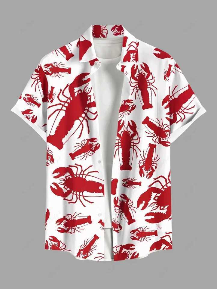 Large Hawaiian mens summer casual button up beach short sleeved shirt X250410