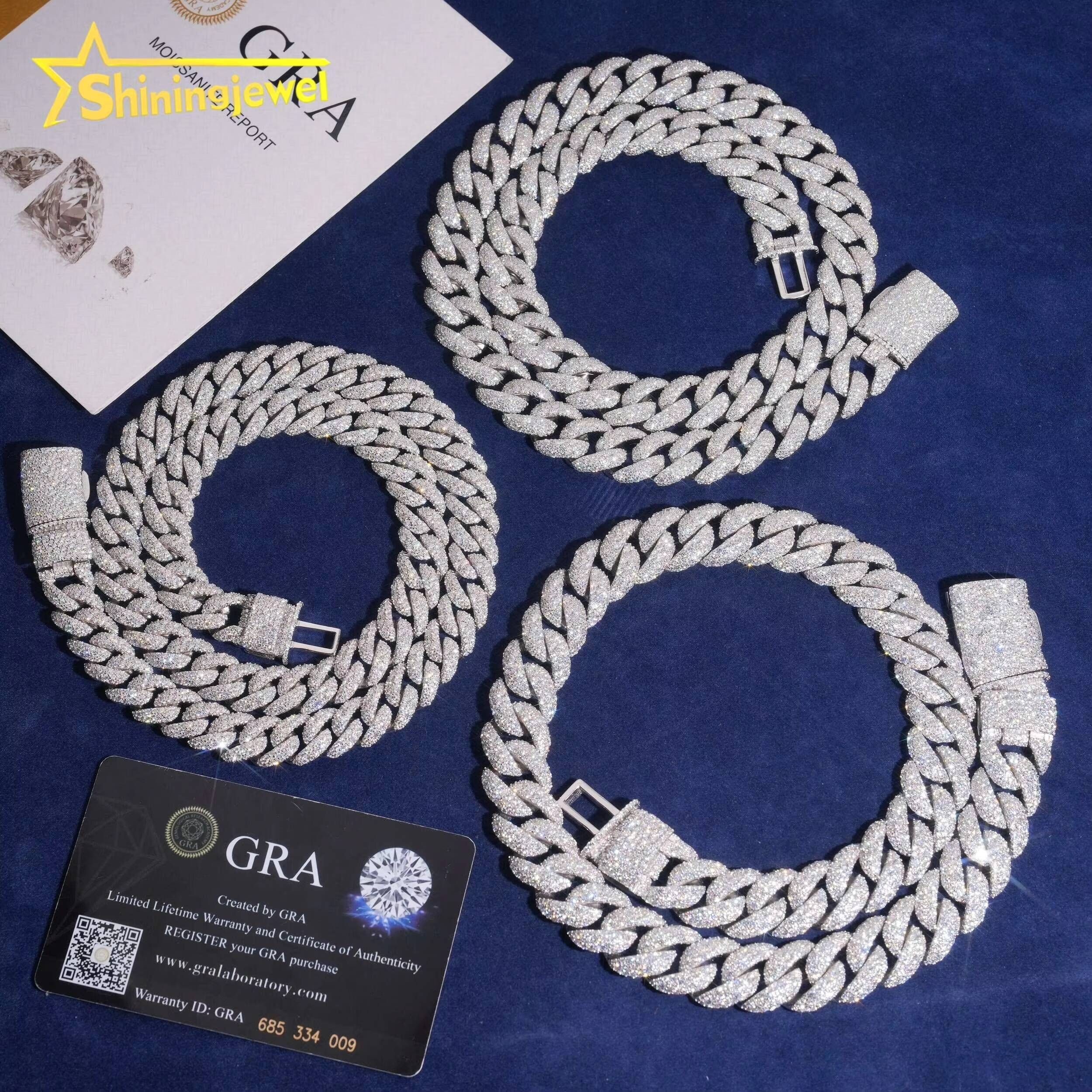 Hip Hop Style Pass Diamond Tester 925 Silver Mosaic Set 12mm 14mm 15mm Moissanite Cuban Link Chain