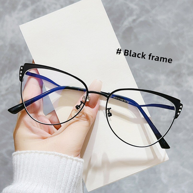 Cross-Border New Cat Eye Fashion Trend High-End Feel Non-Prescription Radiation Protection Versatile Women's Blue Light Blocking Glasses
