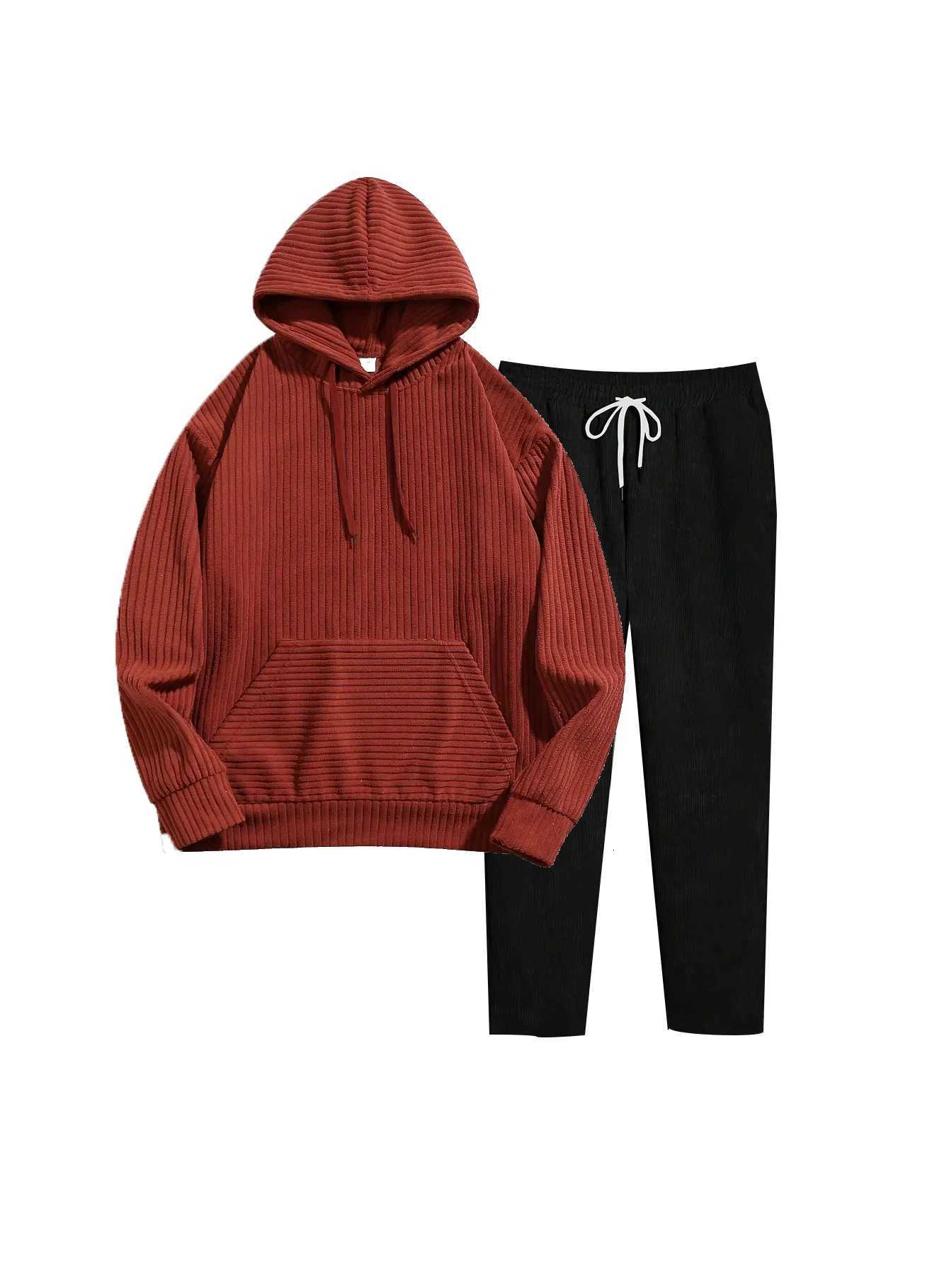 Mens fall/winter corduroy set must-have Thick warm neat fit Stylish for outings/work one set for easy outfits W251110