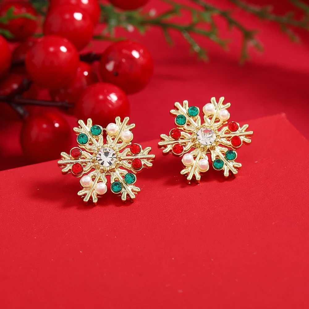 New Trendy Rhinestone Imitation Pearl Snowflake Bell Elk Christmas Hat Stud Earrings For Women Christmas Jewelry Accessories J251110