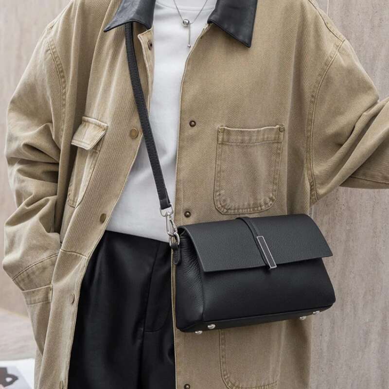 Natural Cow Leather Shoulder Bag - Chic & Versatile Commuting Crossbody, Small Square Underarm Handbag For Women