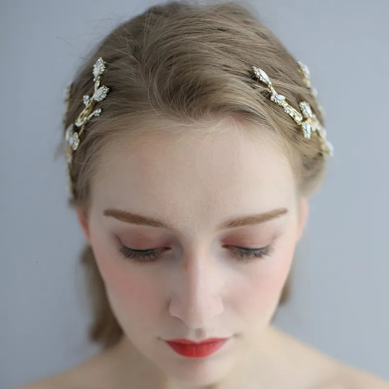Ligth Gold Branch Bridal Hair Clip Pin Opal Crystal Wedding Headpiece Handmade Womens Crown Accessories 250409
