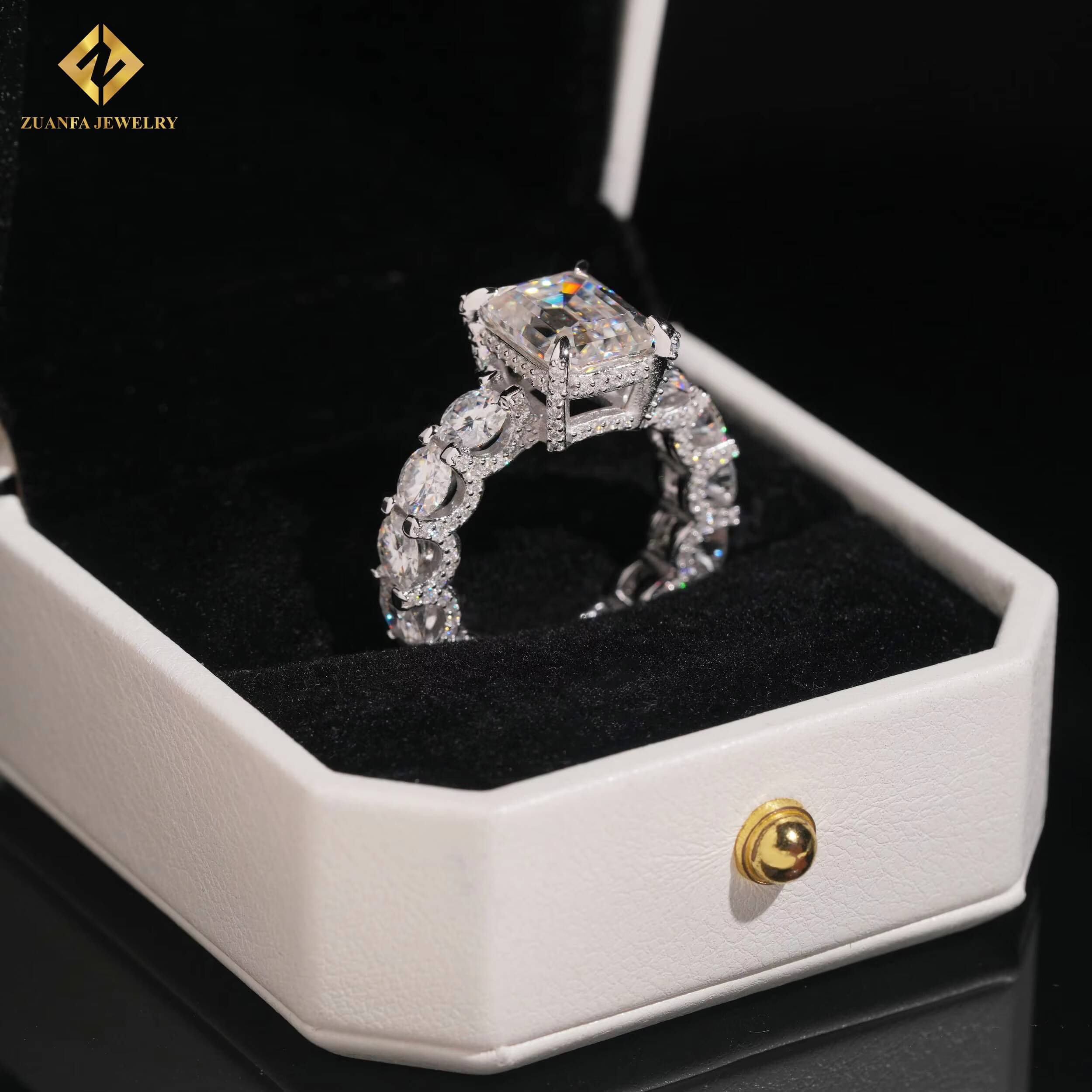 925 Sterling Silver Hip Hop Jewelry Fine Jewelry Emerald Cut 5ct Vvs Diamond Moissanite Custom Iced Out Ring