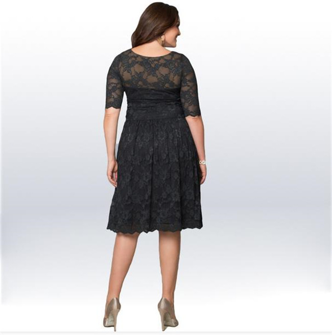 2025 Speed Fat MM Lace Sexy Solid Color Large Size Dress Elegant