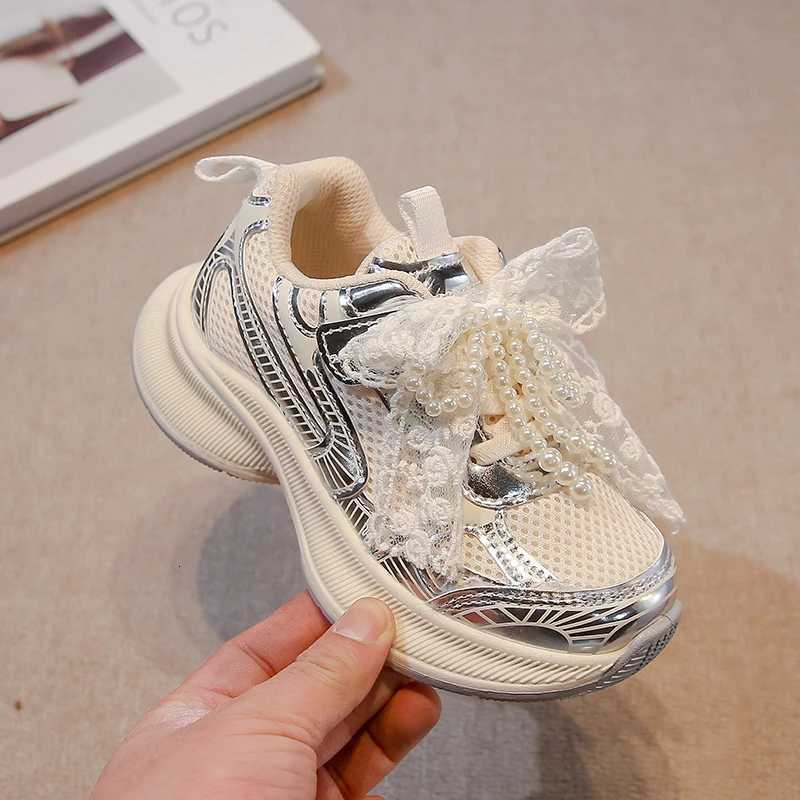 Girls Sports Shoes Spring Autumn Pink Breathable Girls Casual Shoes 3-18 Years Old Beige Soft Non-slip Childrens Single Shoes W251110