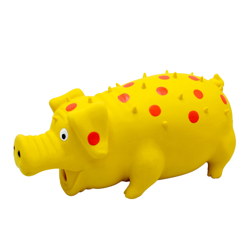 Natural Latex Polka Dot Squeaky Pig Dog Toy For Small Medium Large Dogs Indoor And Outdoor