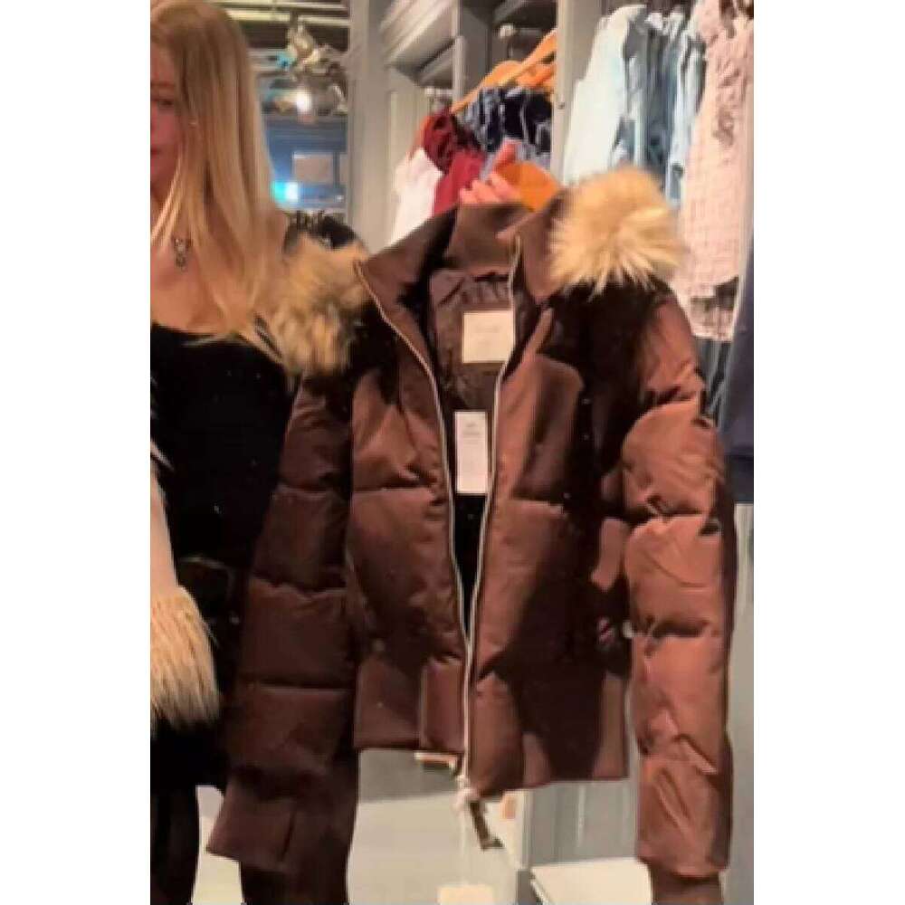 Chic Fur Collar Hooded Women's Cotton Jacket Solid Zipper Slim Waist Pocket Warm Thick Coat Winter Autumn Female Outerwear