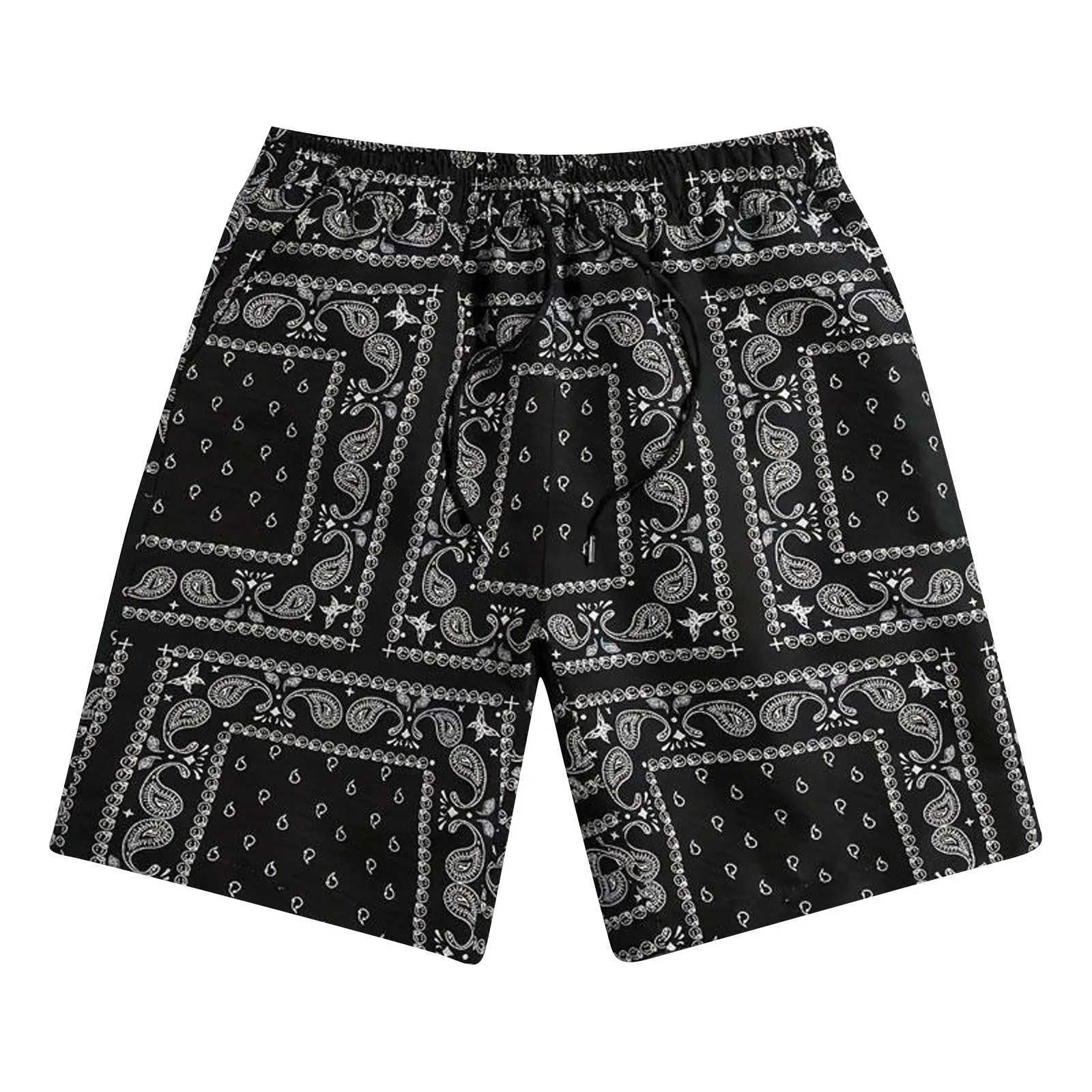 Mens casual shorts retro printed beach Trojan horse for mens holiday casual shorts fashionable and relaxed summer shorts X250410
