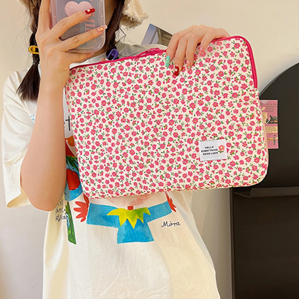 Ins Flower Pattern Cute Laptop Sleeve Bag 11 13 14 15 Inch for Ipad Pro12.9 Notebook Tablet Pouch For Air 13.6 HP ASUS250403