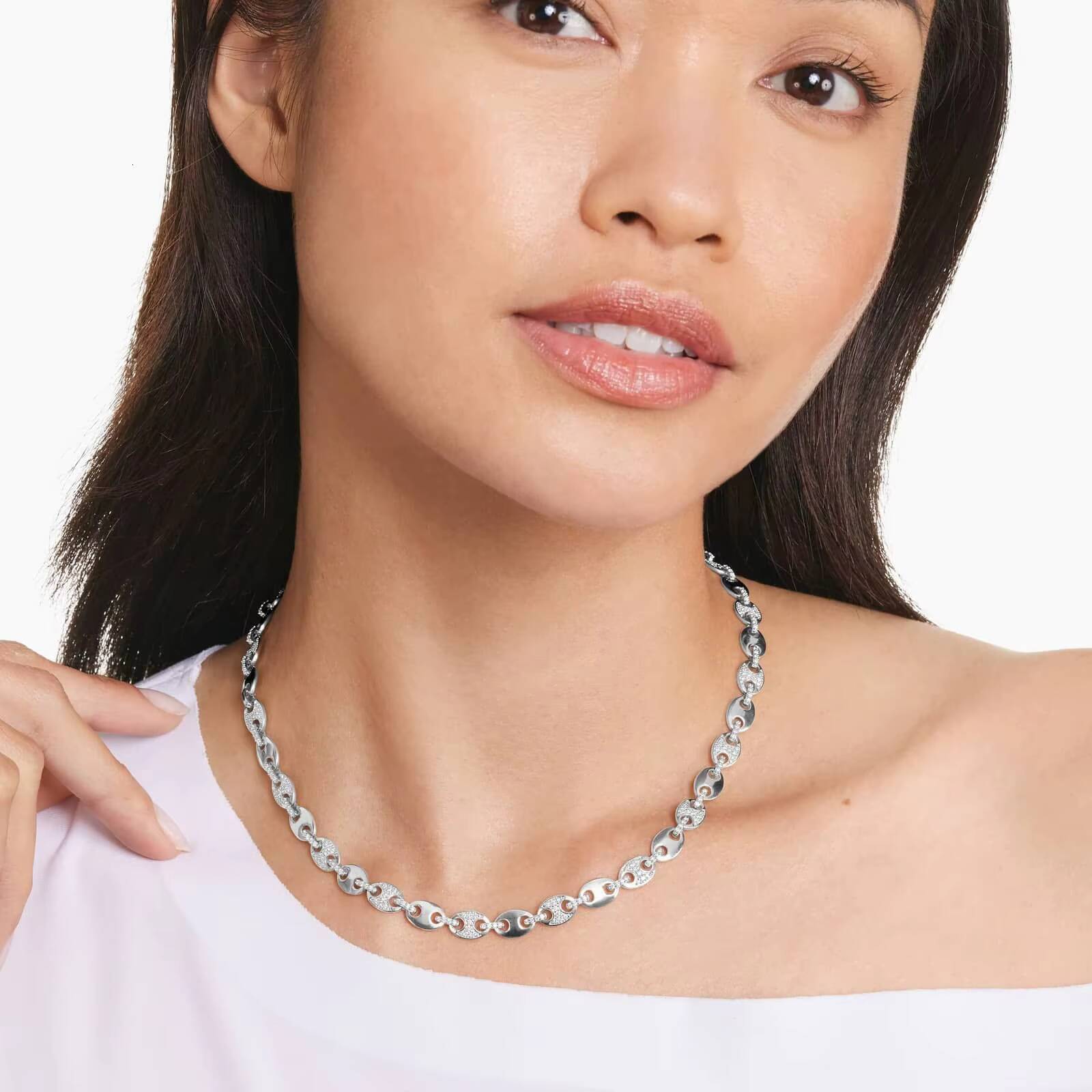 Elegant Tennis Style Moissanite Necklace With Sparkling Diamonds And Solid 925 Silver Fine Chain For Women Wear