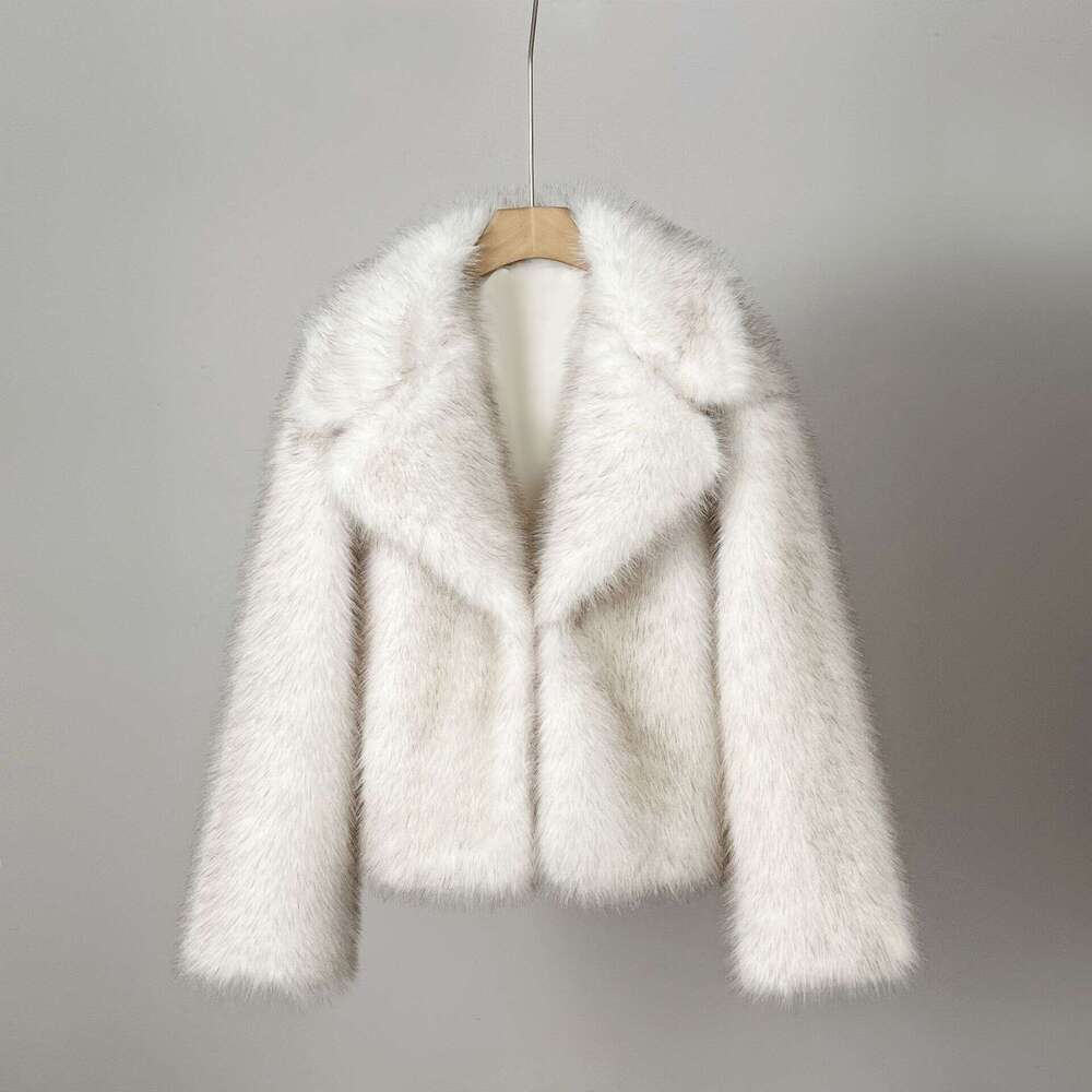 Cross-Border European and American Style Lapel Short Faux Fox Coat Simple Fashion Women's Clothing Eco-Friendly Fur