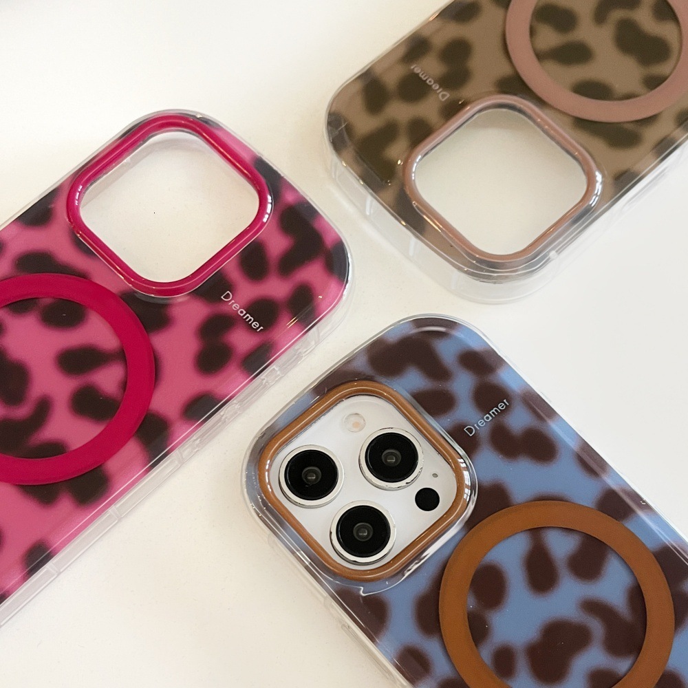 Magnetic Leopard Print Phone Case Compatible with iPhone 17/16 Pro Max Niche Anti-drop iPhone 15/14 Pro
