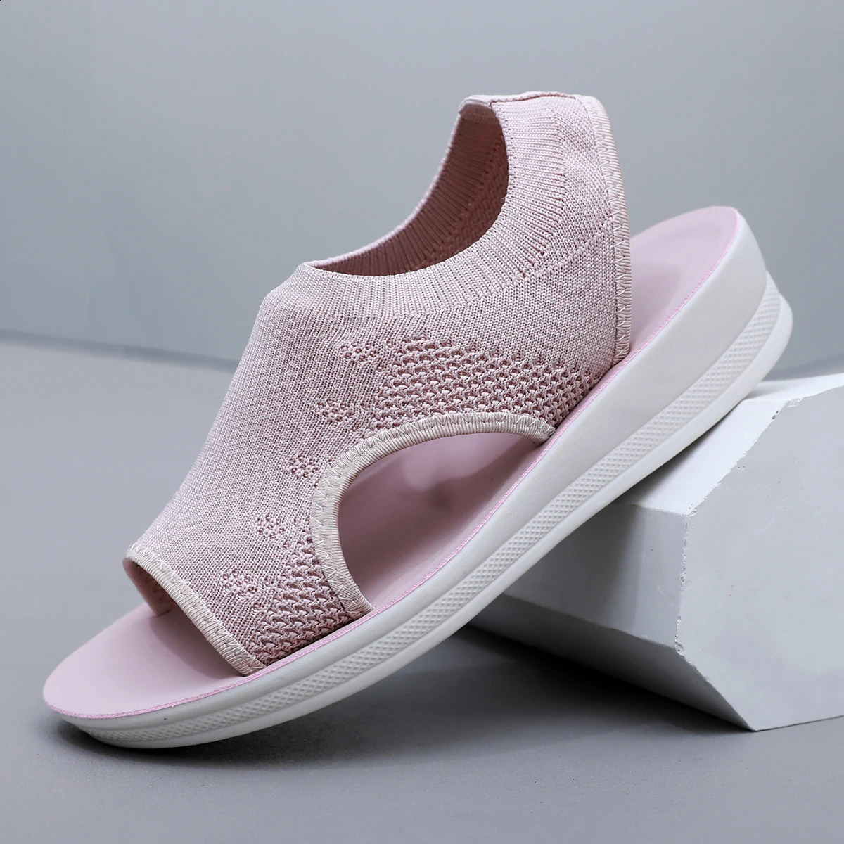Women Summer Sandals Plus Size Comfort Casual Sport Shoes Female Beach Wedge Shoes Mesh Fish Platform Roman Sandals 250402