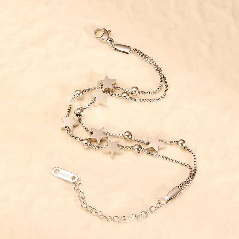 Stainless Steel Star Chain Bracelets for Women Men Fashion Silver Color Five Pointed Star Link Wristband Bracelets Jewelry GiftT251110