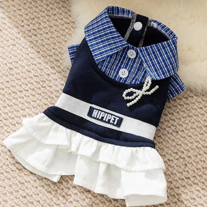 Luxury Plaid Dog Dress College Style Dog Clothes Autumn Warm Puppy Shirt Skirt Cute Bow Cat Princess Dress Chihuahua Pet Apparel J251110