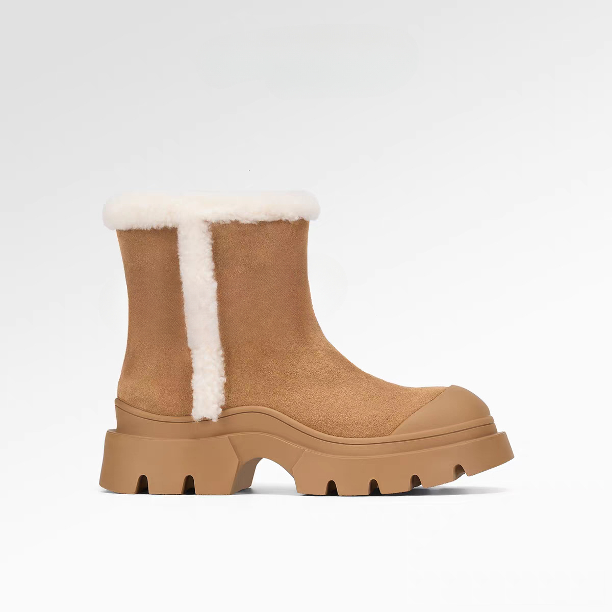 Designer's autumn and winter new thick soled wool lined midsole snow boots, warm cotton women's shoes, designer shoes