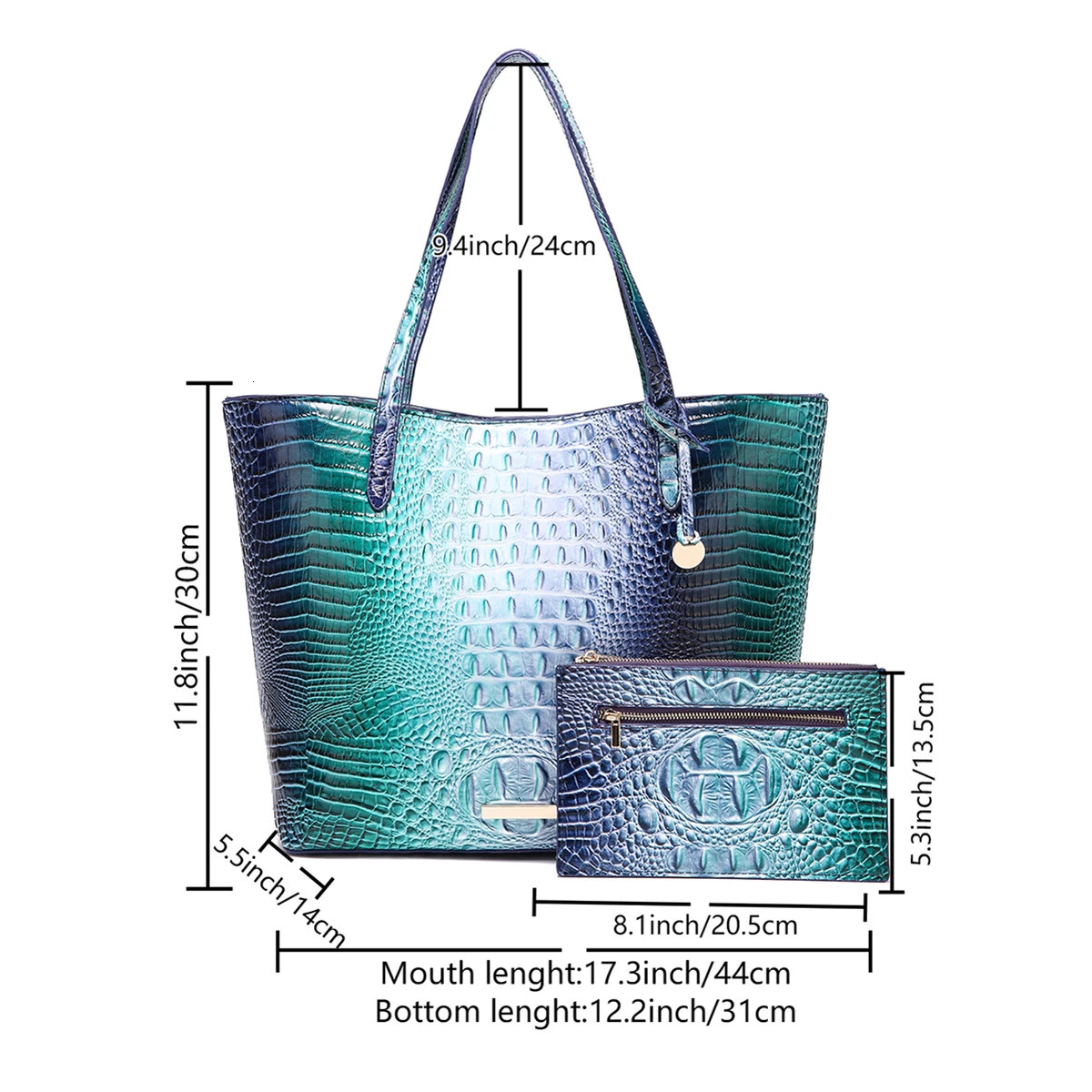 Leather Fashion Two Piece Crocodile Pattern Single Shoulder Tote Bag R251110