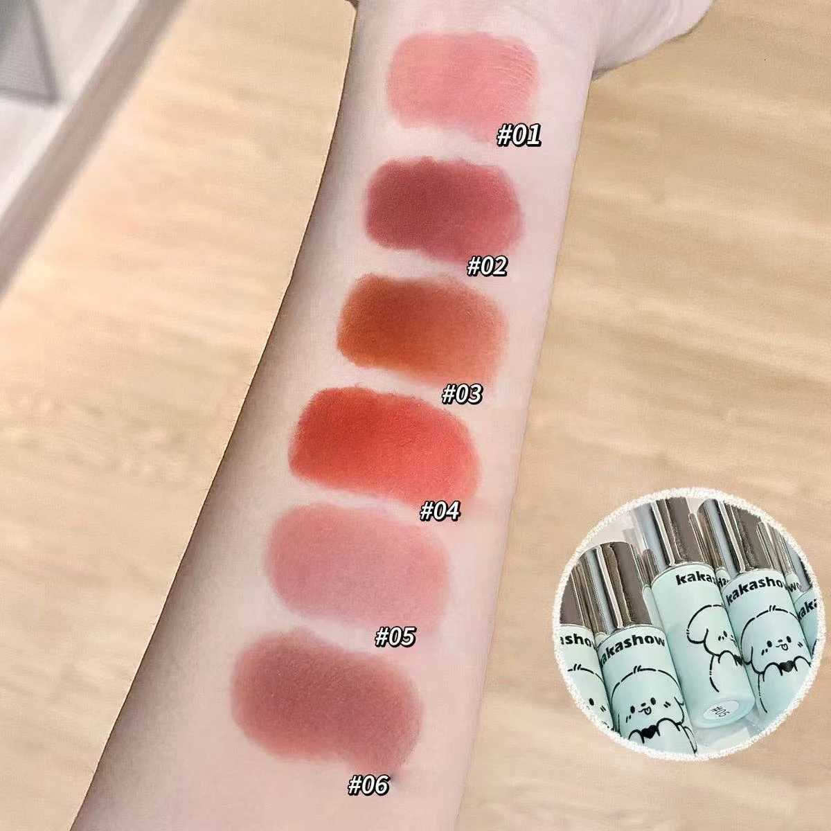 Sexy Red Brown Lip Mud Grey Pink Lipstick Moisturizing Velvet Matte Mousse Lip Gloss Waterproof Non-Stick Cup Makeup Lip TintT251110