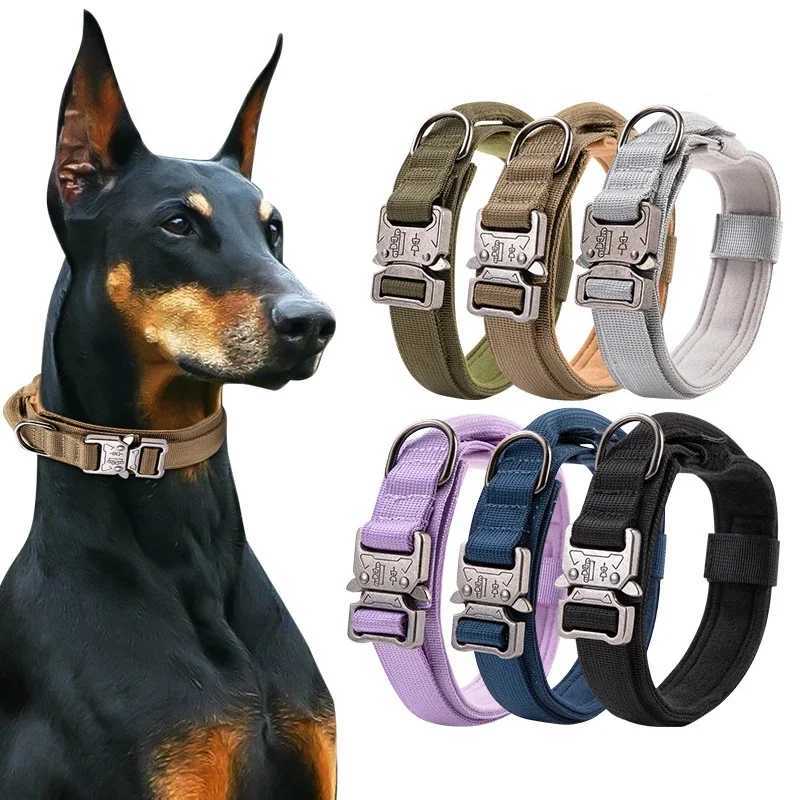 Dog Collar Durable Tactical Leash Set Adjustable Military Pet Collar Leash Medium Large Dog German Shepherd Training Accessories J251110
