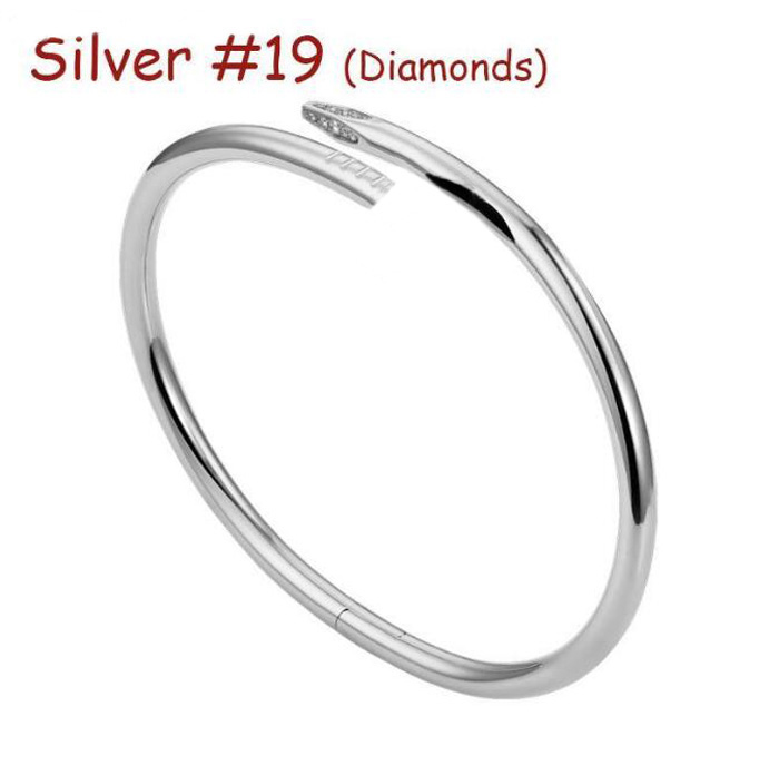 Fashion Nail Bracelet Designer Jewelry Classic Bangle 18K Gold Plated Titanium Steel Diamond for Women Men Bracelets Silver Luxury Jewelrys Braceletes 52