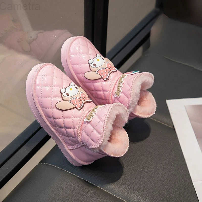 Sanrio KidsCasual Shoes Boots Cartoon PU Leather Winter Outdoor Sports Shoes For Girls Keep Warm Anti-slip Black Pink Size 26-37 H251110