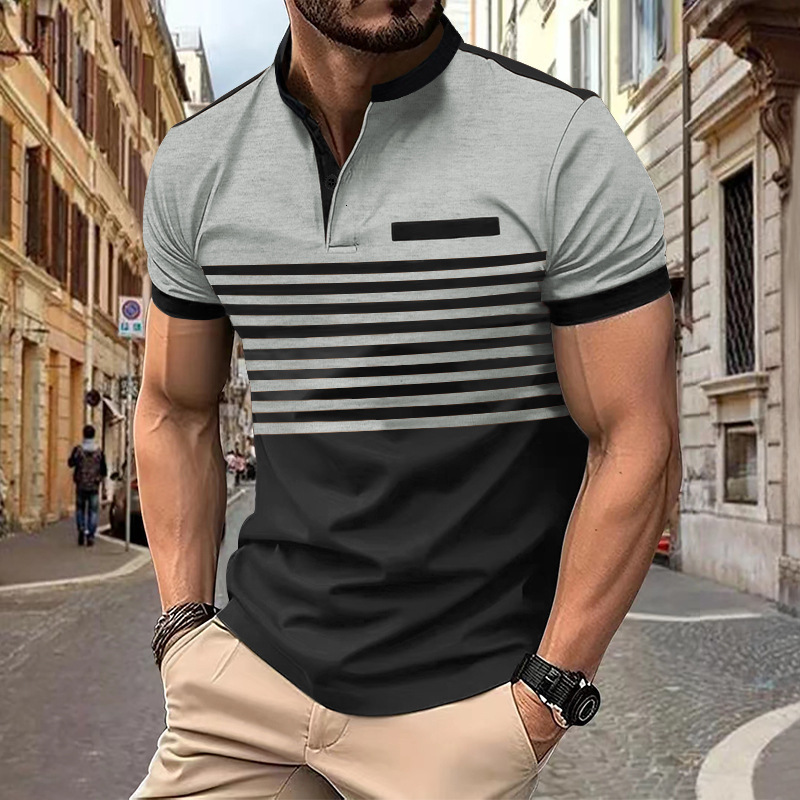 Ins2025 Summer Sale Paul Shirt Mens Printed Striped Polo Shirt Short Sleeve T-shirt