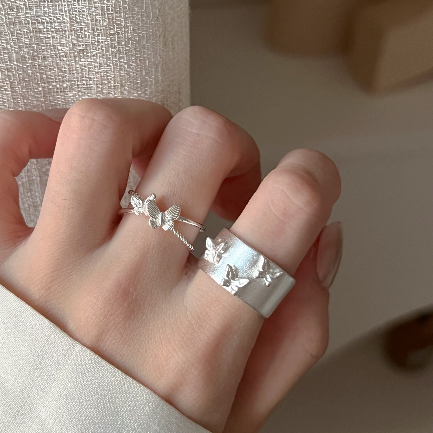 High-end Three-dimensional Butterfly Ring For Fashion Ring Women Wide Matte Luxury Design Open Ring Niche Personality Index Designer Ring Finger Ring