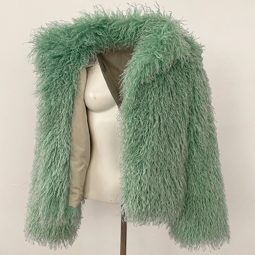 Fur Coat Ecofriendly Female Mongolian Sheep Fluffy Jacket Women Winter Artificial Thick Warm Outerwear Lady 251110