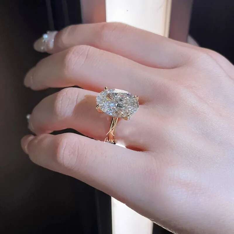 1 2 3 4 5 6 Carat Au375 9K Yellow Gold Ring Oval shape moissanite Diamonds Women Wedding Party Engagement Ring Classic Trendy