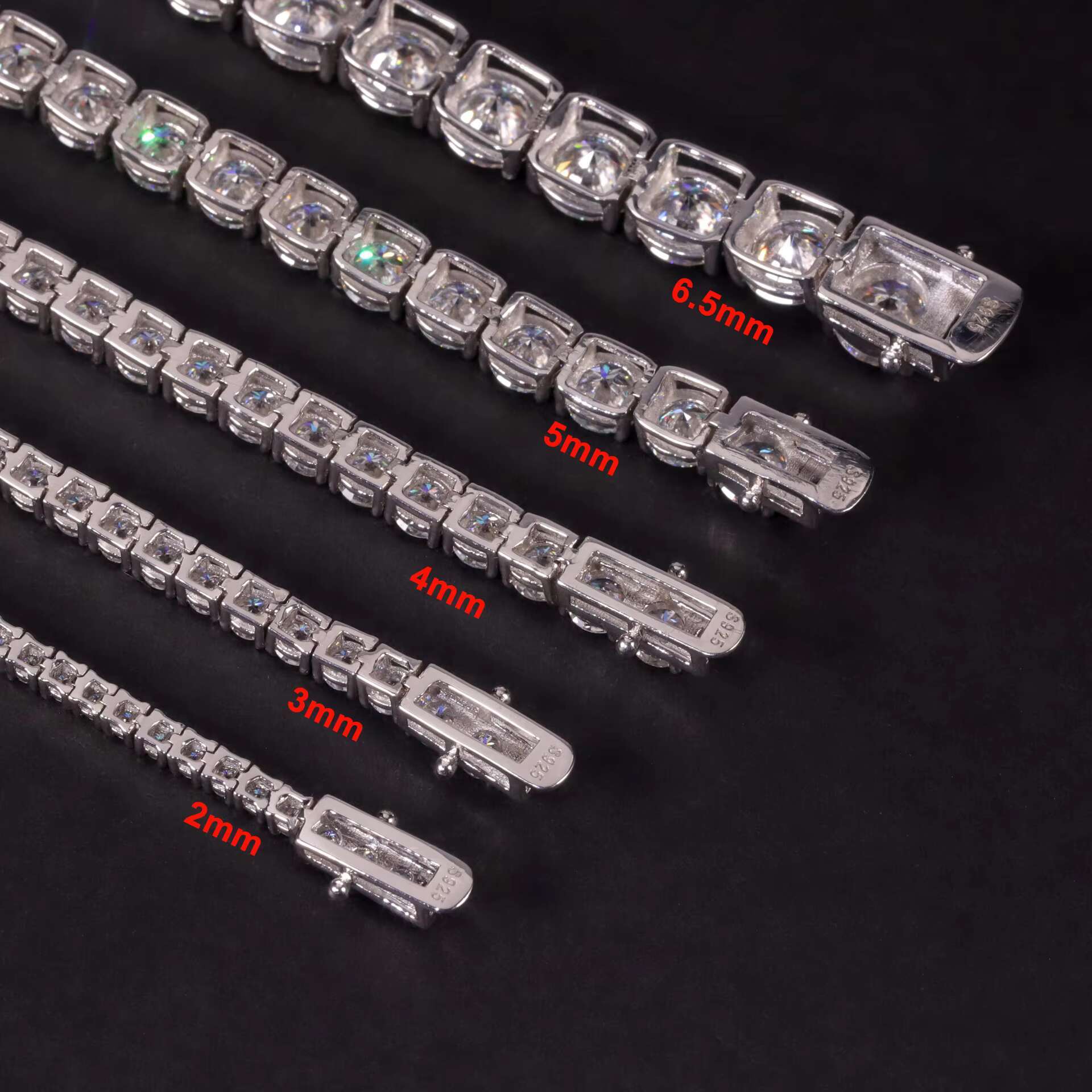 Heapest Price Hip Hop 925 Sterling Silver 2mm 3mm 4mm 5mm 6.5mm VVS Moissanite Diamond Necklace Moissanite Tennis Chain