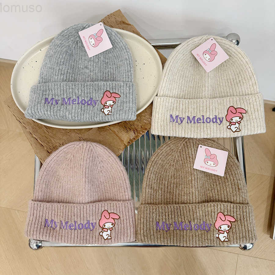 Sanrio Genuine Childrens Hat Autumn Winter Kuromi Knitted Hat Boys Girls Baby Warm Pullover Knit Hat H251110