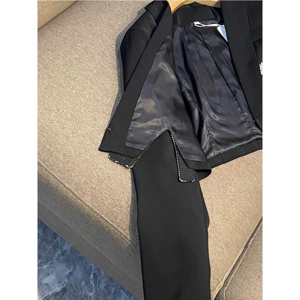 Pearl RhinESTone Short Blazer Sexy Mini Skirt Women BlaCK Fashion Casual Party Suit 2Pcs Lady Set Autumn Winter New W251110
