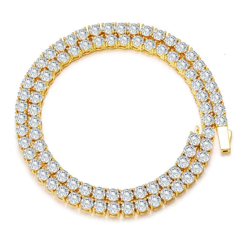 High-Quality VVS1 Iced Out Moissanite Tennis Necklace S925 Sterling Silver Diamond Necklaces For Men Women Pass Diamonds Test